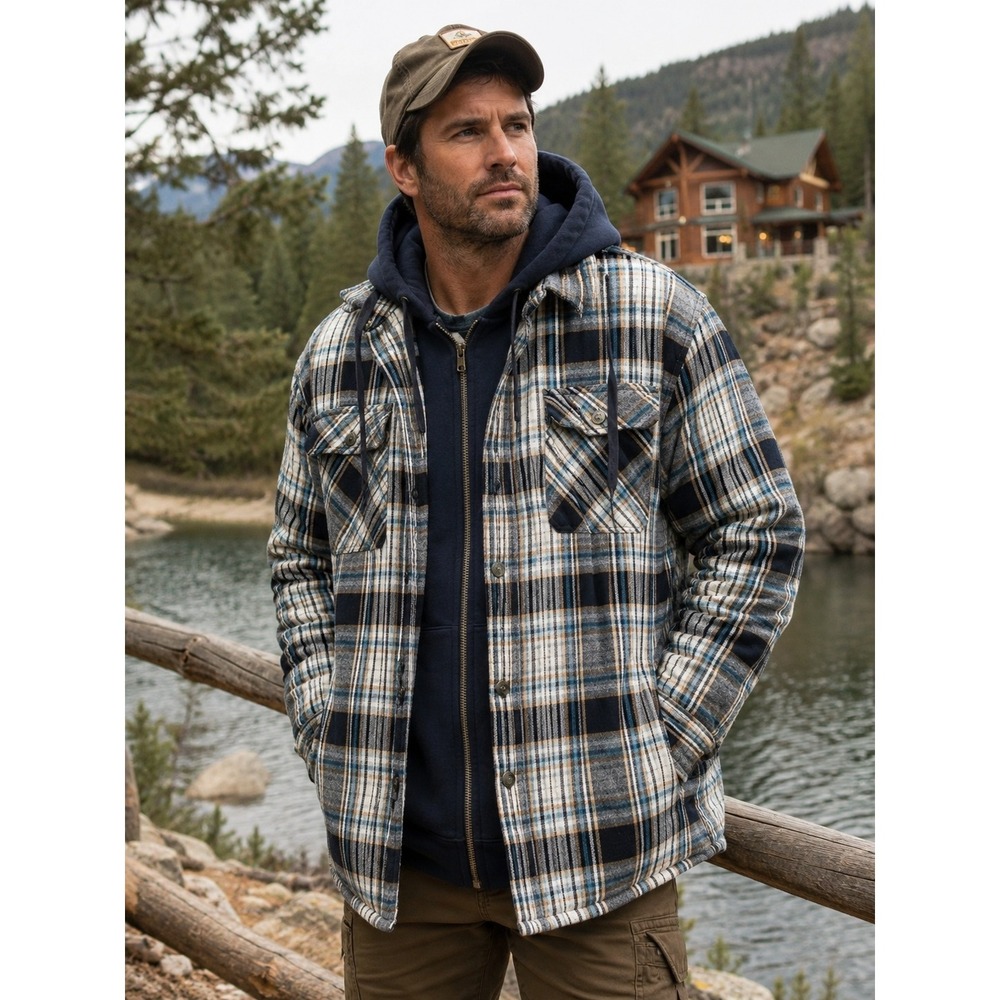 Legendary Whitetails Mens Plaid Hooded Flannel Quilted Lined Shirt Jacket 2XL